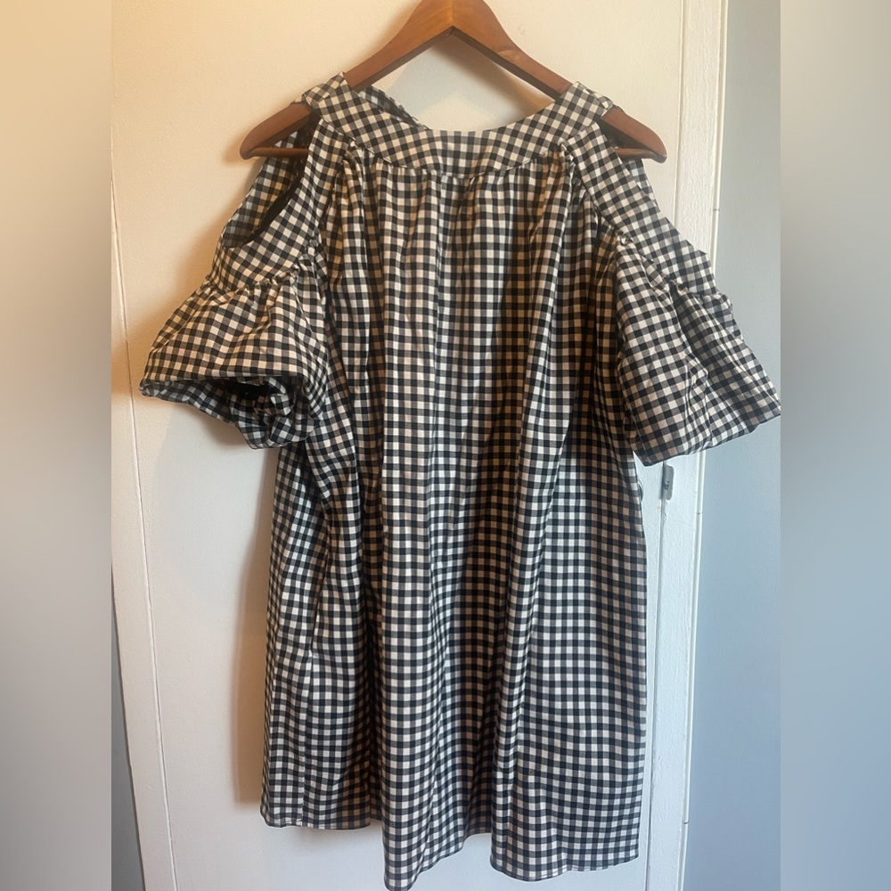Zara Trafaluc Plad Dress with Ruffled Sleeves and Side Pockets. NWT. Size L